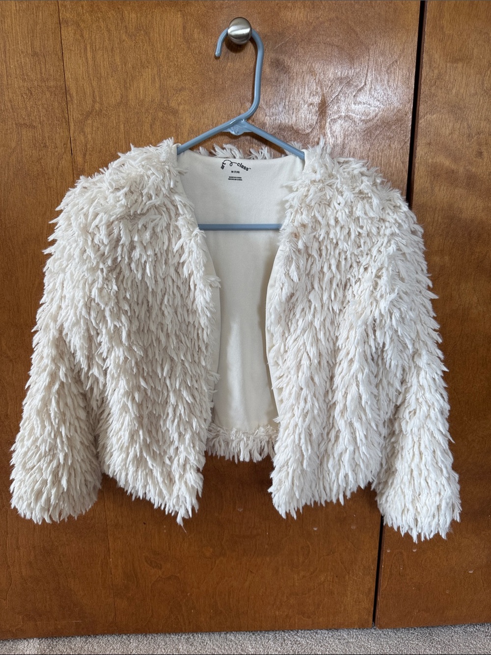 Faux Fur Cream Jacket - Art class kids jacket